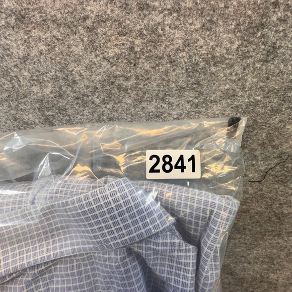 English Laundry Mens Blue White Micro Check Button Down Shirt 17.5 34/35 Stretch - Picture 9 of 9
